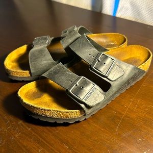 Birkenstock Arizona Black Leather 40 Soft Footbed